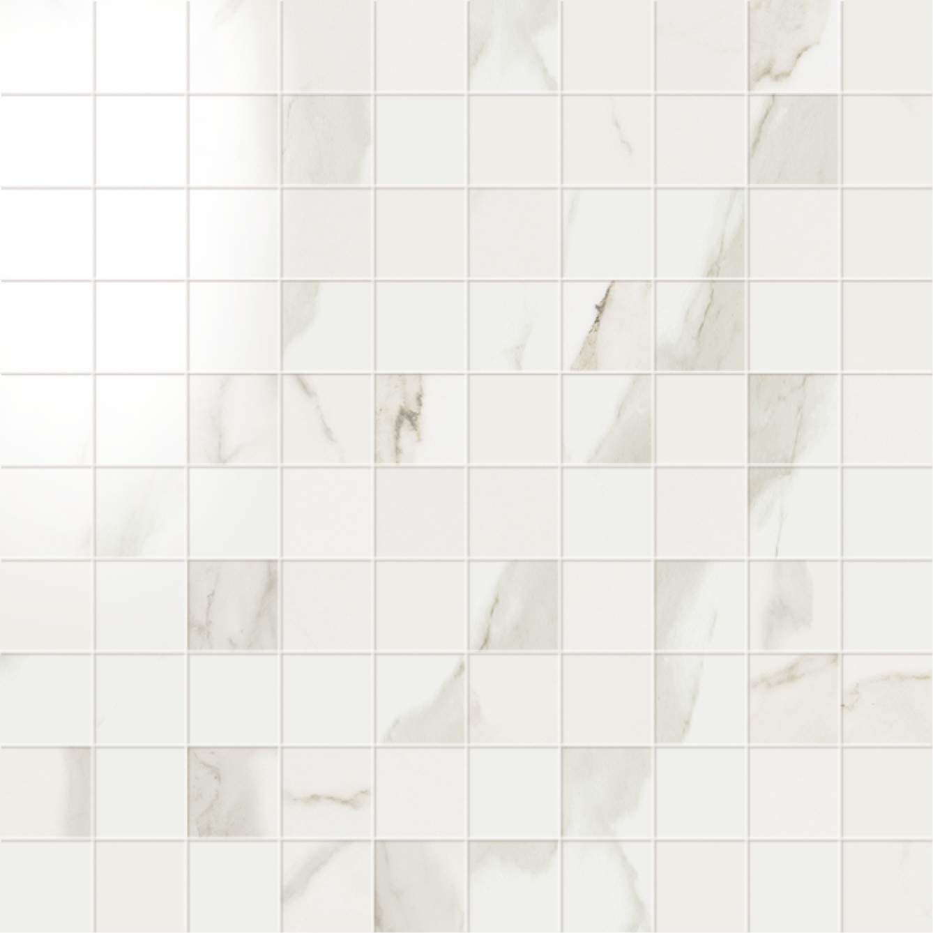 1 x 1 Muse Statuario High Polished porcelain mosaic (SPECIAL ORDER ONLY)